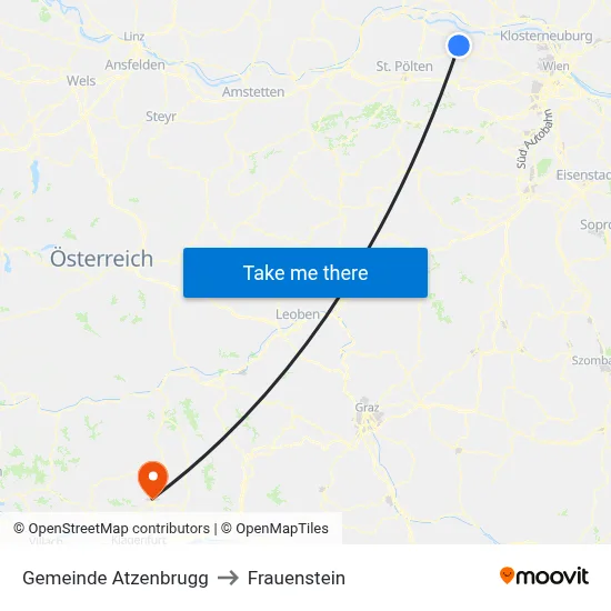 Gemeinde Atzenbrugg to Frauenstein map