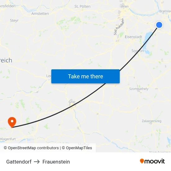 Gattendorf to Frauenstein map
