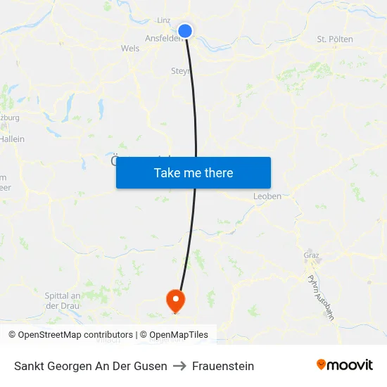 Sankt Georgen An Der Gusen to Frauenstein map