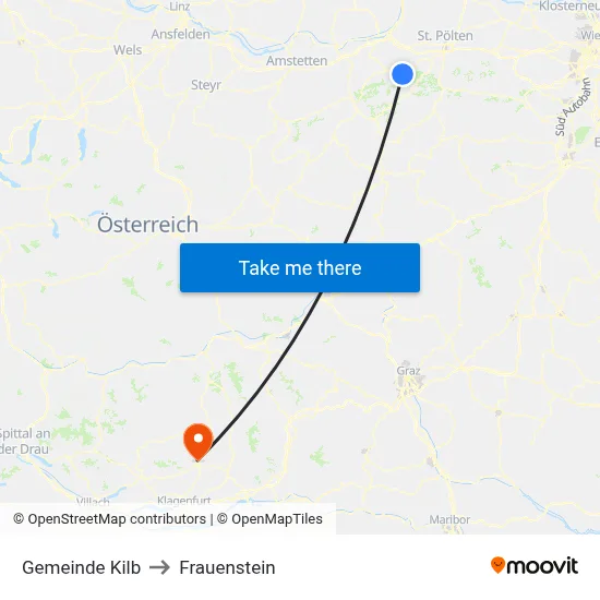 Gemeinde Kilb to Frauenstein map