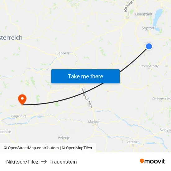 Nikitsch/Filež to Frauenstein map