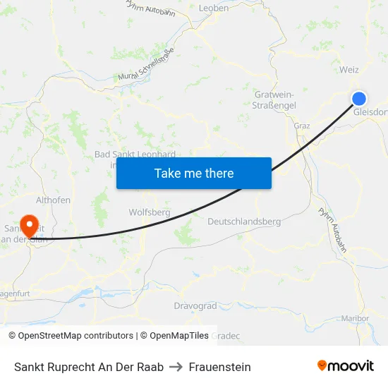 Sankt Ruprecht An Der Raab to Frauenstein map