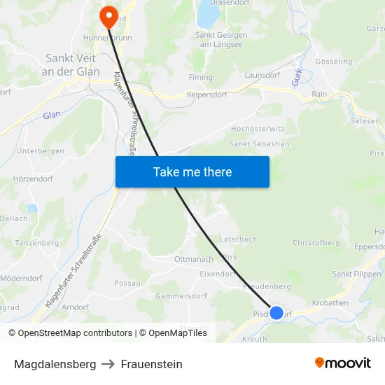 Magdalensberg to Frauenstein map