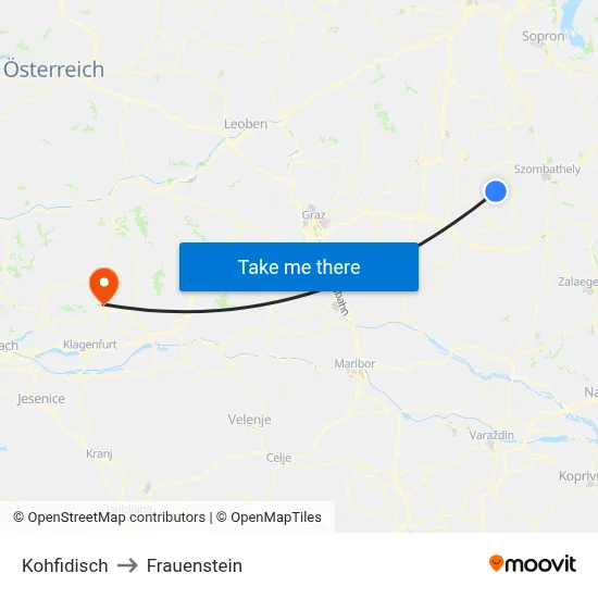 Kohfidisch to Frauenstein map