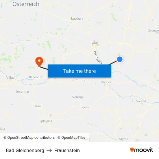 Bad Gleichenberg to Frauenstein map