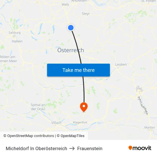Micheldorf In Oberösterreich to Frauenstein map