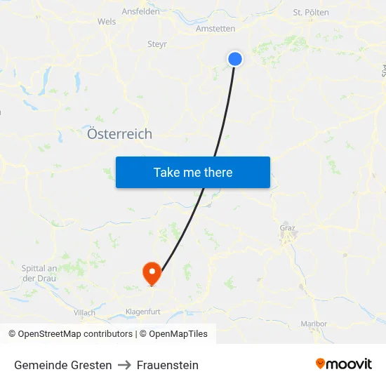 Gemeinde Gresten to Frauenstein map