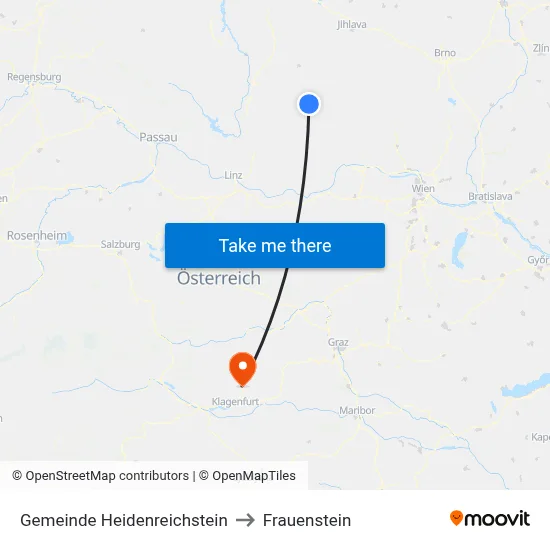 Gemeinde Heidenreichstein to Frauenstein map