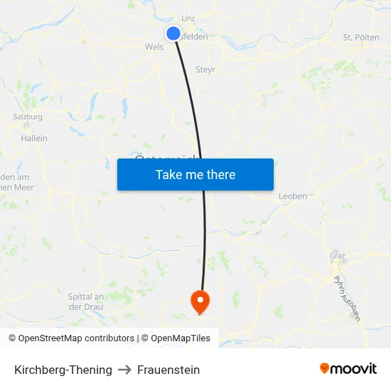 Kirchberg-Thening to Frauenstein map