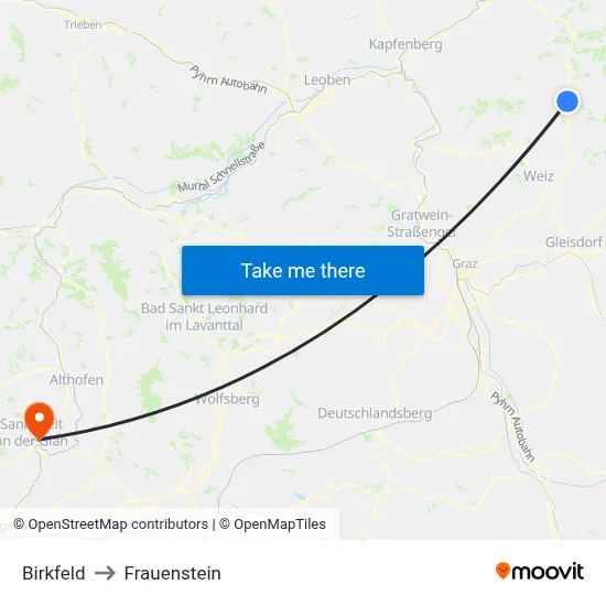 Birkfeld to Frauenstein map