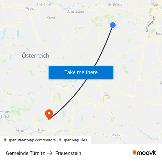 Gemeinde Türnitz to Frauenstein map