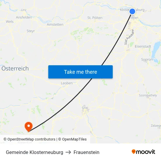 Gemeinde Klosterneuburg to Frauenstein map
