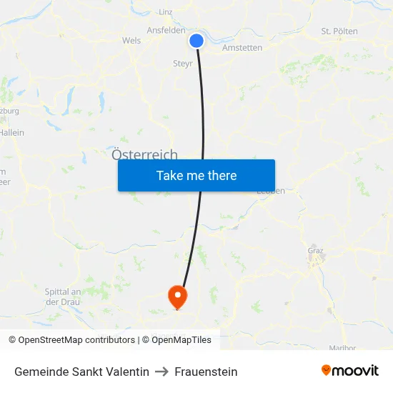 Gemeinde Sankt Valentin to Frauenstein map