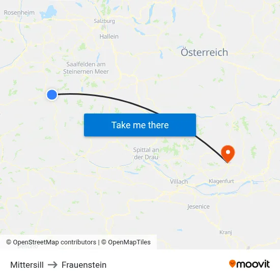 Mittersill to Frauenstein map
