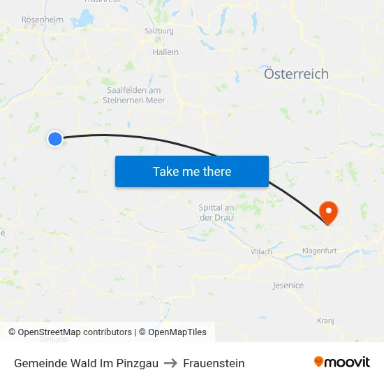 Gemeinde Wald Im Pinzgau to Frauenstein map