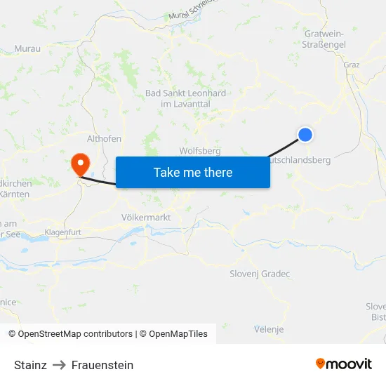 Stainz to Frauenstein map