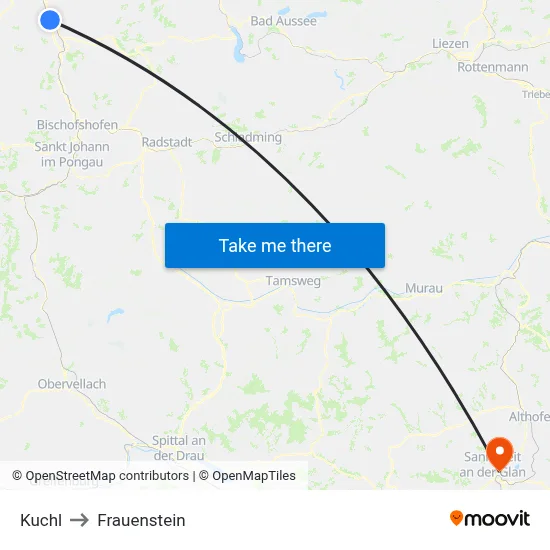 Kuchl to Frauenstein map