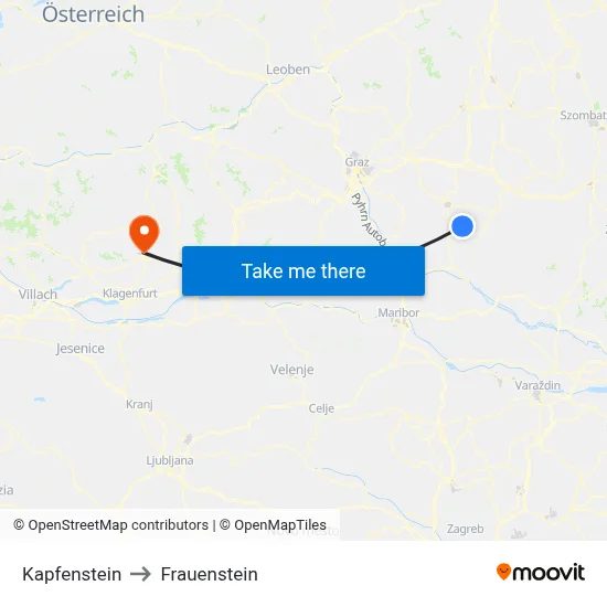 Kapfenstein to Frauenstein map