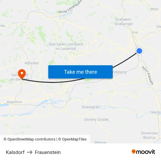 Kalsdorf to Frauenstein map