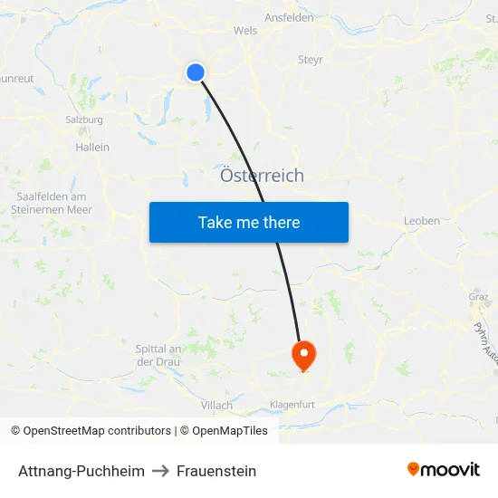 Attnang-Puchheim to Frauenstein map