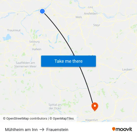 Mühlheim am Inn to Frauenstein map