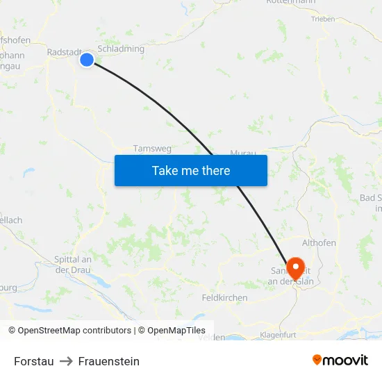 Forstau to Frauenstein map