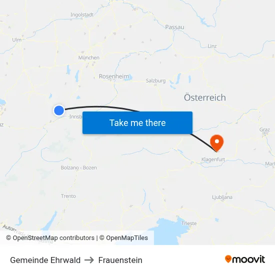 Gemeinde Ehrwald to Frauenstein map