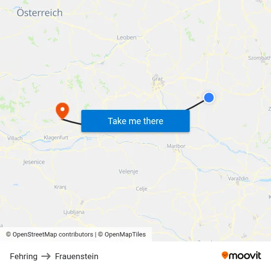Fehring to Frauenstein map
