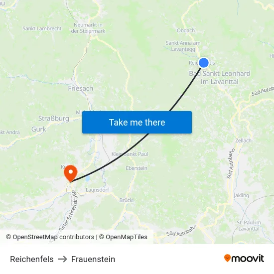 Reichenfels to Frauenstein map