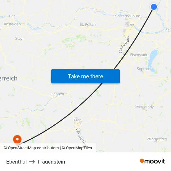 Ebenthal to Frauenstein map
