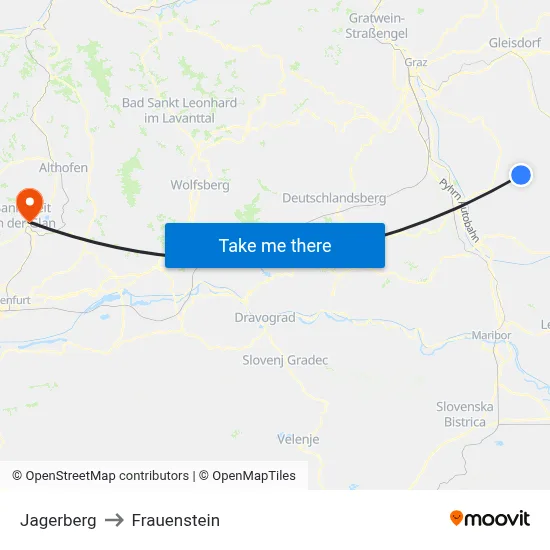 Jagerberg to Frauenstein map