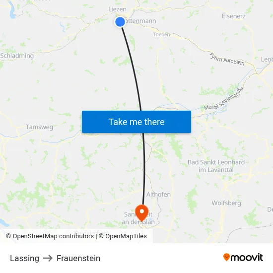 Lassing to Frauenstein map