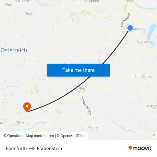 Ebenfurth to Frauenstein map