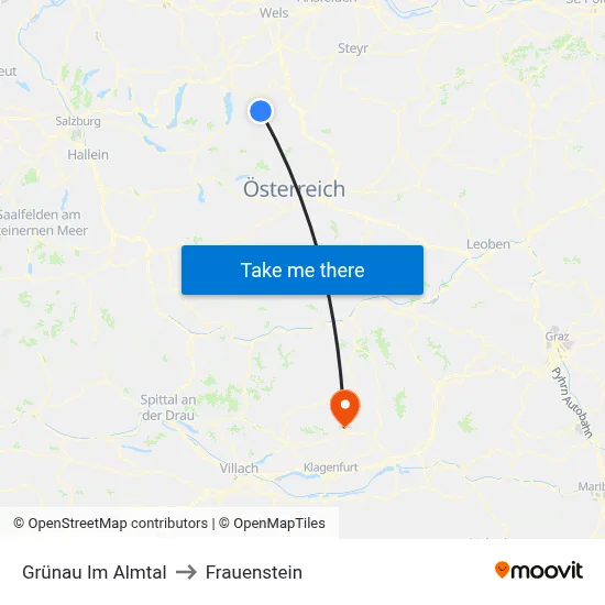 Grünau Im Almtal to Frauenstein map