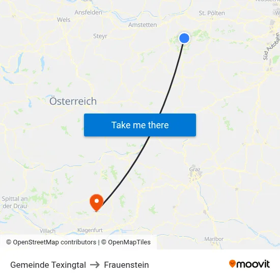 Gemeinde Texingtal to Frauenstein map