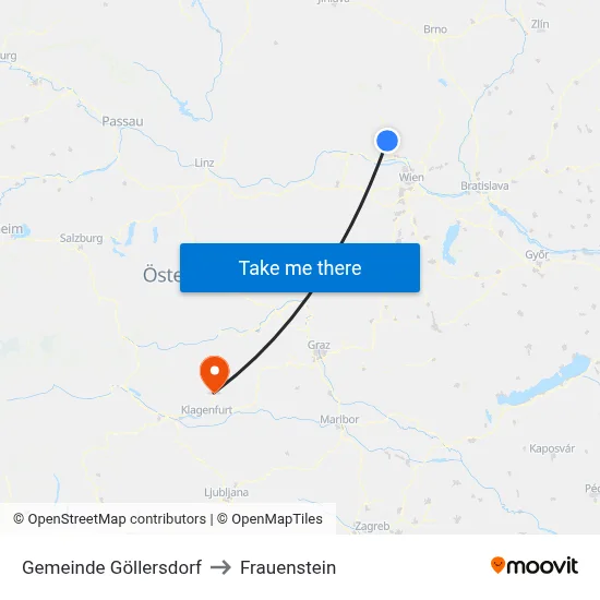Gemeinde Göllersdorf to Frauenstein map