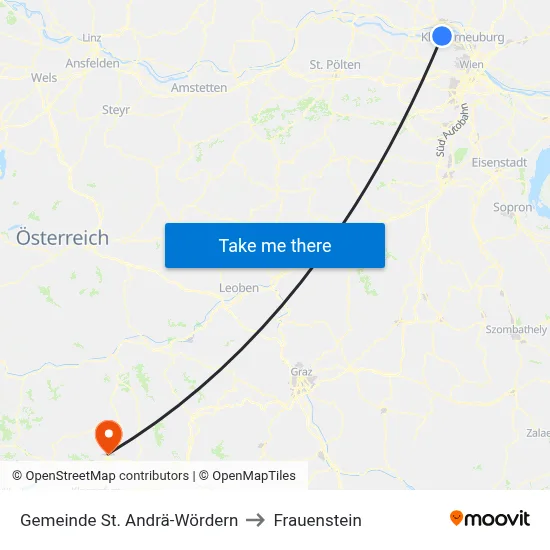 Gemeinde St. Andrä-Wördern to Frauenstein map