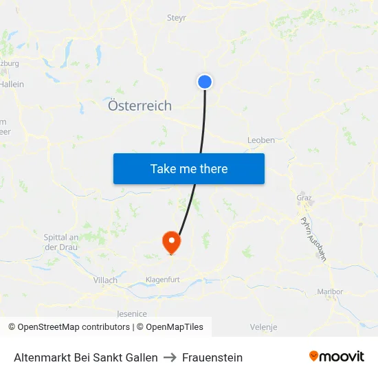 Altenmarkt Bei Sankt Gallen to Frauenstein map