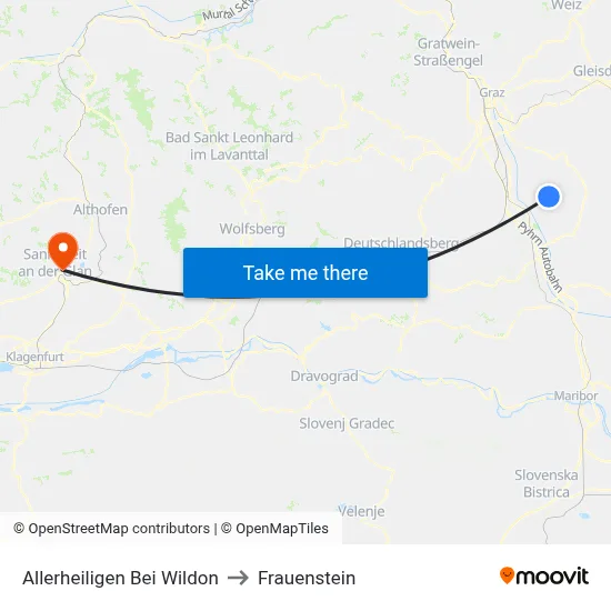 Allerheiligen Bei Wildon to Frauenstein map