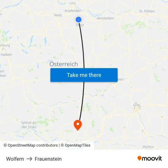 Wolfern to Frauenstein map
