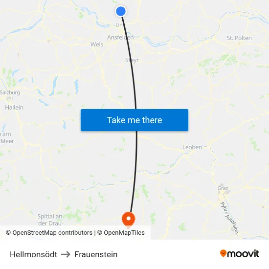 Hellmonsödt to Frauenstein map