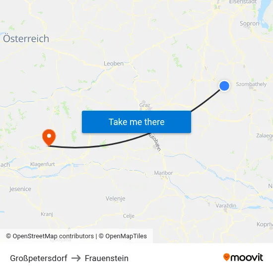 Großpetersdorf to Frauenstein map