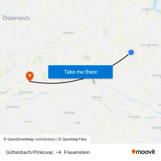 Güttenbach/Pinkovac to Frauenstein map