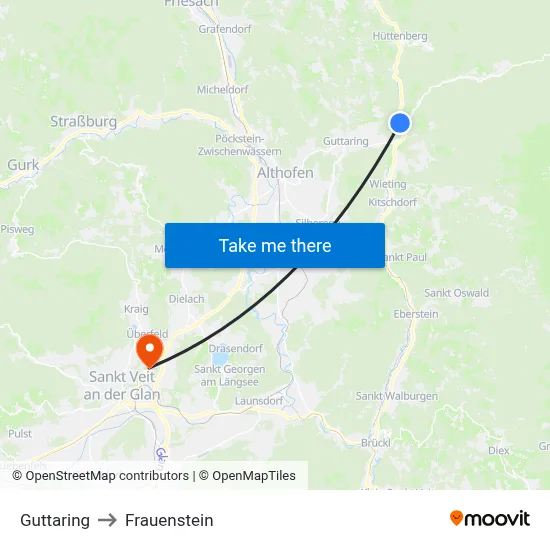 Guttaring to Frauenstein map