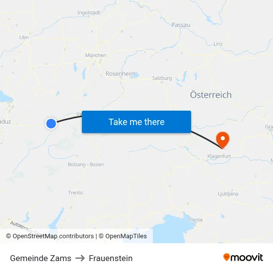 Gemeinde Zams to Frauenstein map