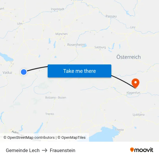 Gemeinde Lech to Frauenstein map