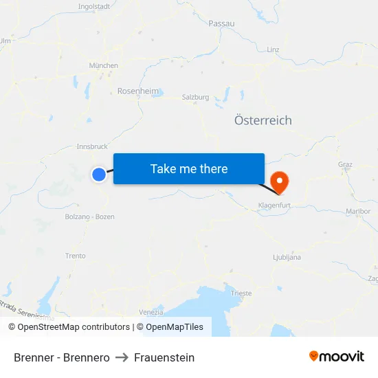 Brenner - Brennero to Frauenstein map