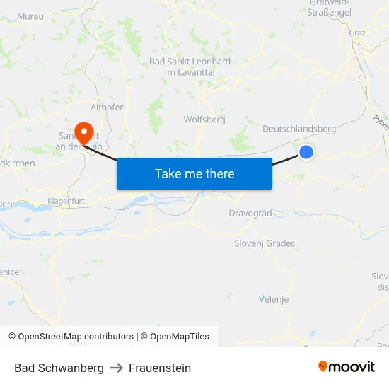 Bad Schwanberg to Frauenstein map