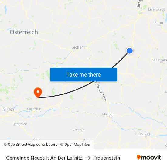 Gemeinde Neustift An Der Lafnitz to Frauenstein map