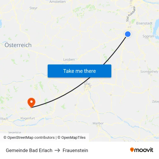 Gemeinde Bad Erlach to Frauenstein map